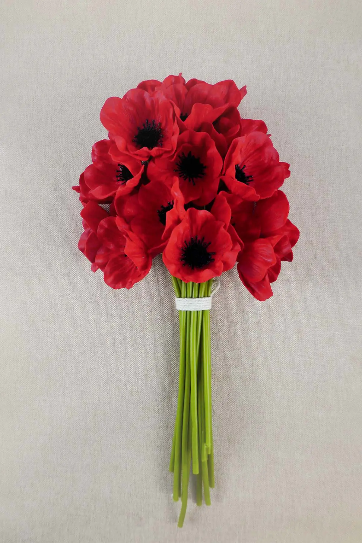 Red real touch anemone poppy artificial flowers with stems for bouquets and centerpieces