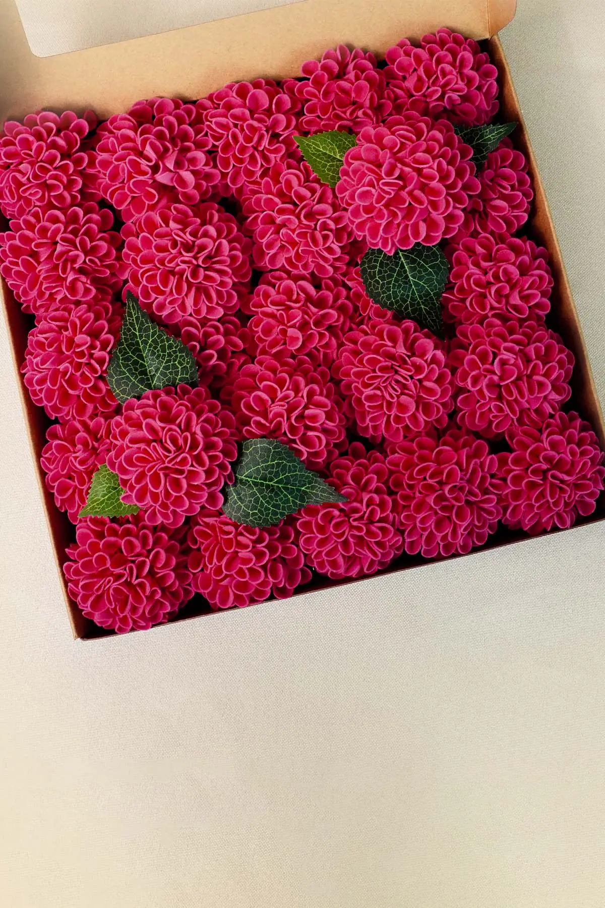 Hot pink foam artificial dahlias with stems for bouquets and centerpieces