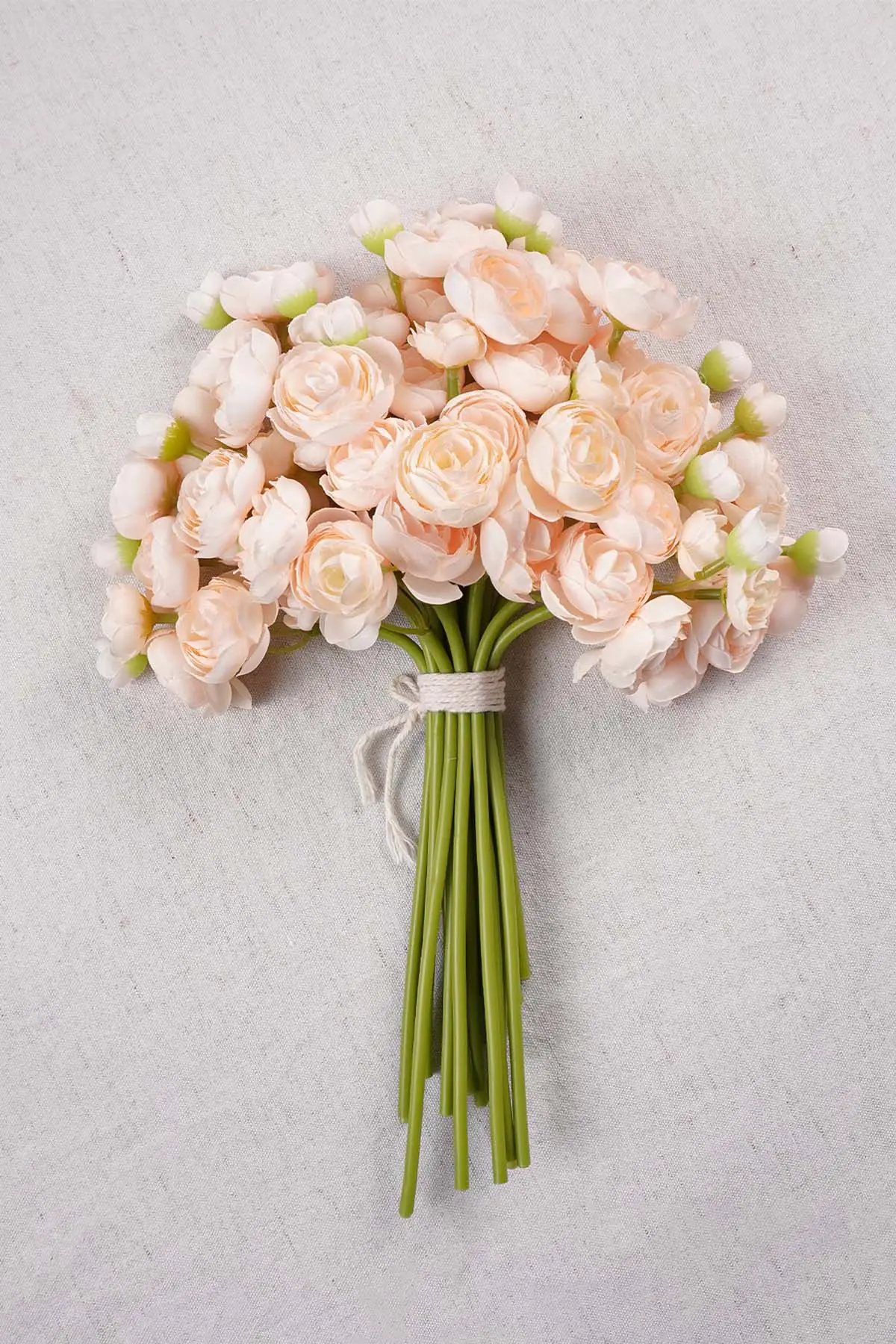 Cream mini ranunculus artificial flowers with stems for bouquets and centerpieces