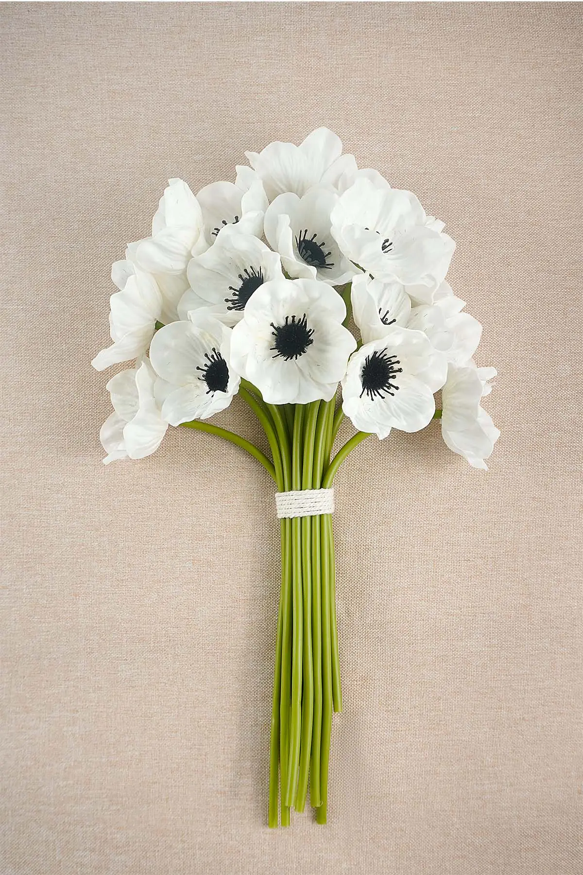 White real touch anemone poppy artificial flowers with stems for bouquets and centerpieces