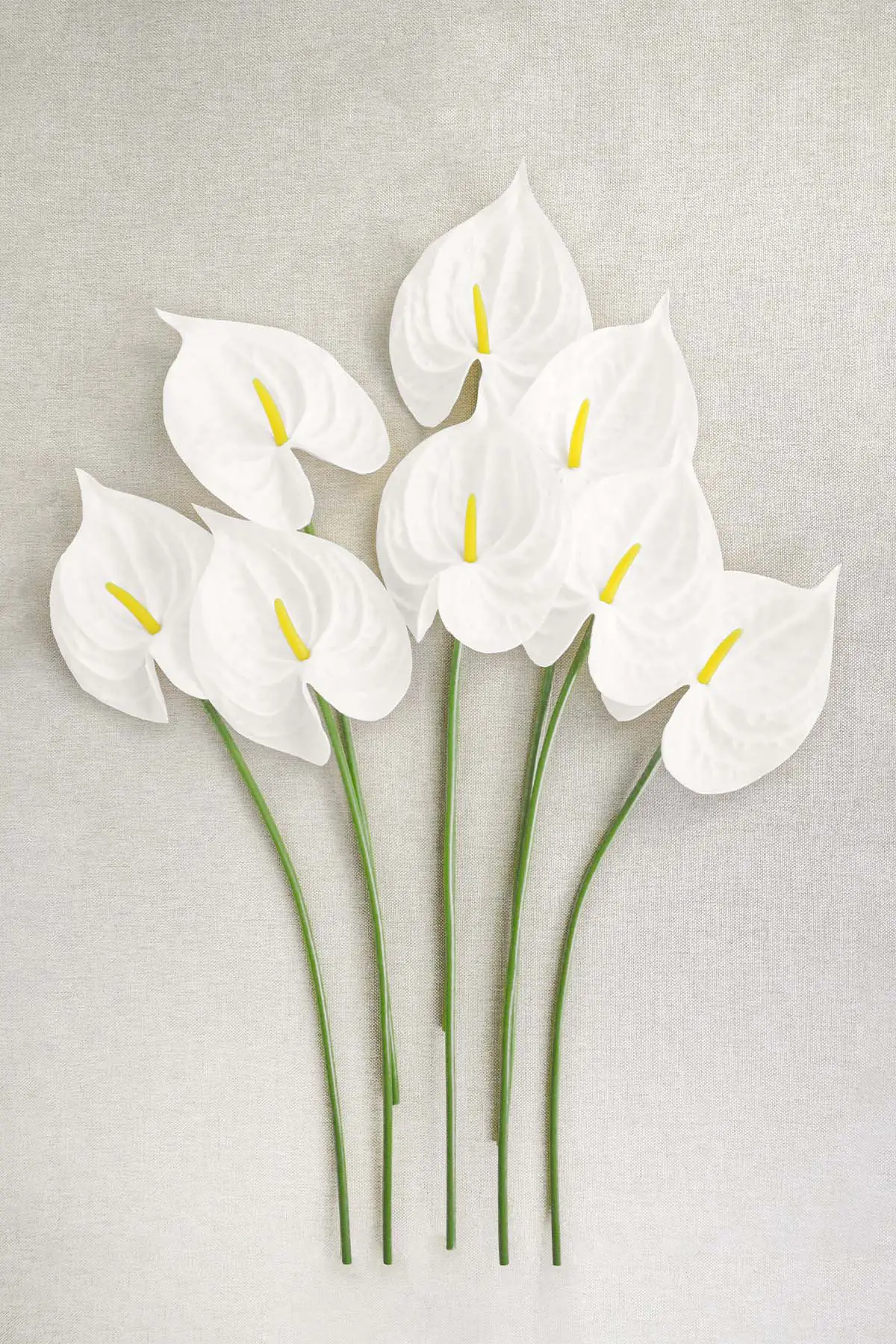 White real touch anthurium artificial flowers with stems for wedding bouquets and centerpieces